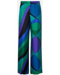PUCCI - Printed Silk Wide-Leg Pants - Lyst