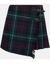 Polo Ralph Lauren - Plaid Pleated Wool Twill Wrap Skirt - Lyst