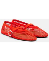 Alaïa - Leather-Trimmed Fishnet Ballet Flats - Lyst