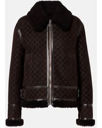Gucci - Gg Shearling-Trimmed Leather Jacket - Lyst