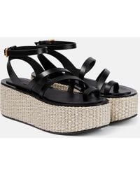 Max Mara - Biarritz Leather Platform Espadrille Sandals - Lyst