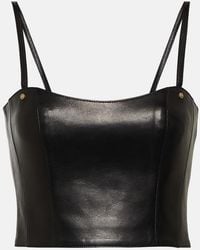 Balmain - Crop Top De Piel - Lyst