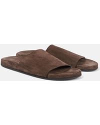 The Row - Hugh Suede Slides - Lyst
