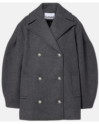 Ganni - Oversized Wool-Blend Peacoat - Lyst