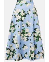 Carolina Herrera - Floral Faille Midi Skirt - Lyst