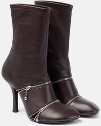Burberry - Peep Leather Ankle Boots - Lyst