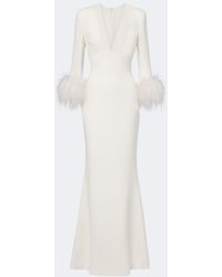 Elie Saab - Feather-Trimmed Cady Gown - Lyst