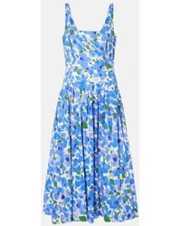 Carolina Herrera - Floral Cotton-Blend Midi Dress - Lyst