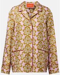 La DoubleJ - Chemise De Pyjama En Soie A Fleurs - Lyst