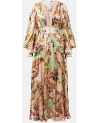 CAMILLA - Embellished Printed Silk Maxi Dress - Lyst