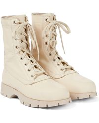 Jil Sander Lace-up Leather Ankle Boots - White