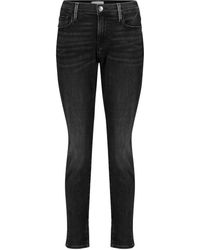 FRAME Mid-Rise Skinny Jeans Le Garçon - Grau