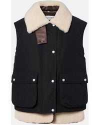 Loewe - Shearling-Trimmed Cotton-Blend Vest - Lyst
