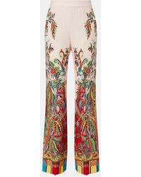 Etro - Printed Silk Palazzo Pants - Lyst