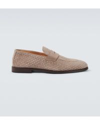 Brunello Cucinelli - Woven Suede Penny Loafers - Lyst