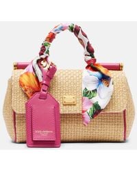 Dolce & Gabbana - Sicily Small Raffia-Effect Top-Handle Bag - Lyst