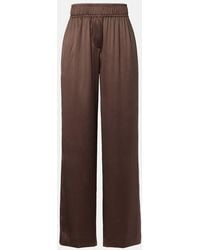 Brunello Cucinelli - Silk-Blend Satin Wide-Leg Pants - Lyst