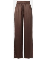 Brunello Cucinelli - Silk-Blend Satin Wide-Leg Pants - Lyst