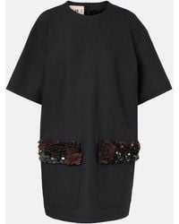 Plan C - Minikleid Aus Einem Wollgemisch Mit Pailletten - Lyst