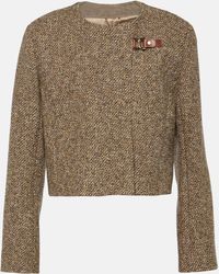 Chloé - Embellished Cropped Wool-blend Tweed Jacket - Lyst