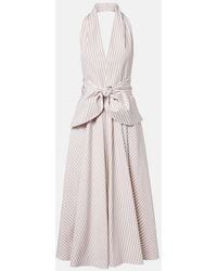 Patou - Striped Halterneck Cotton Midi Dress - Lyst