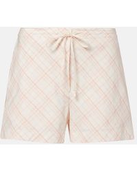 Burberry - Check Cotton Shorts - Lyst
