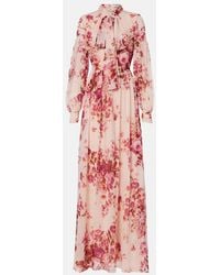 Erdem - Floral Neck-Tie Silk Voile Gown - Lyst