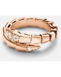 BVLGARI - Ring Serpenti Viper Aus 18Kt Rosegold Mit Diamanten - Lyst