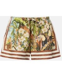 ALÉMAIS - Toucan Tango Printed Linen Shorts - Lyst