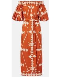 Johanna Ortiz - Printed Cotton Poplin Midi Dress - Lyst