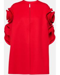 Valentino - Floral-applique Wool And Cashmere Cape - Lyst