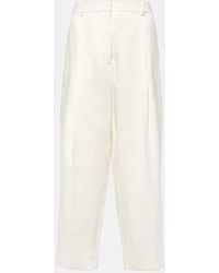 The Row - Tonnie Cropped Linen Straight Pants - Lyst
