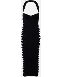 Balmain - Cutout Halterneck Jersey Midi Dress - Lyst