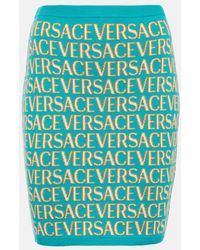 Versace - Allover Cotton-blend Miniskirt - Lyst