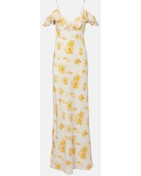 Rodarte - Floral Ruffled Silk Moire Slip Dress - Lyst