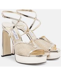 Jimmy Choo - Karli 125 Mesh And Leather Platform Sandals - Lyst