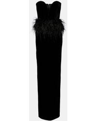 The New Arrivals Ilkyaz Ozel - Robe Aus Samt Mit Federn - Lyst