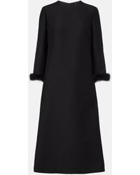Valentino - Robe Midi En Crepe Couture A Plumes - Lyst