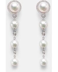 Mikimoto - 18Kt Earrings With Pearls And Diamonds - Lyst