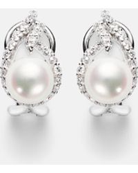 Mikimoto - 18Kt Earrings With Pearls And Diamonds - Lyst