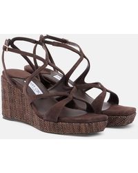 Jimmy Choo - Ayla Suede Wedge Sandals - Lyst