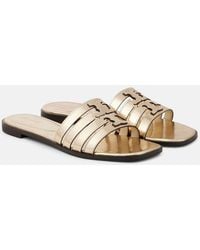 Tory Burch - Ines Metallic Leather Slides - Lyst