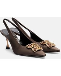 Manolo Blahnik - Cupida 70 Embellished Satin Slingback Pumps - Lyst