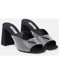 Prada - Embellished Satin Sandals - Lyst
