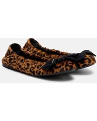 Prada - Leopard-Print Calf Hair Ballet Flats - Lyst