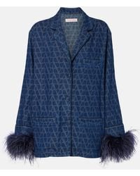 Valentino - Camicia Di Jeans Con Piume - Lyst