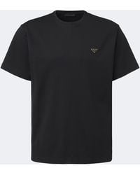 Prada - T-Shirt Aus Baumwoll-Jersey Mit Logo - Lyst