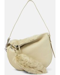 Burberry - Knight Medium Shearling-trimmed Leather Shoulder Bag - Lyst