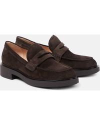 Gianvito Rossi - Harris Suede Penny Loafers - Lyst