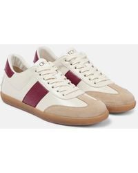 Tod's - Cassetta Suede-trimmed Leather Sneakers - Lyst
